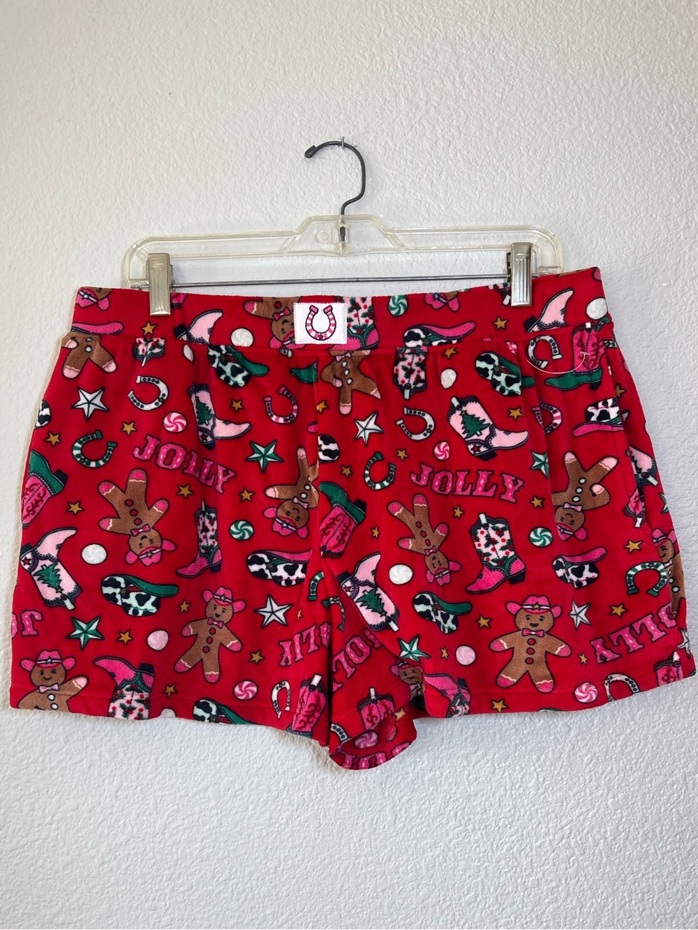 Holiday Time Women's Western Gingerbread Man Pajama Sleep Shorts Large Christmas